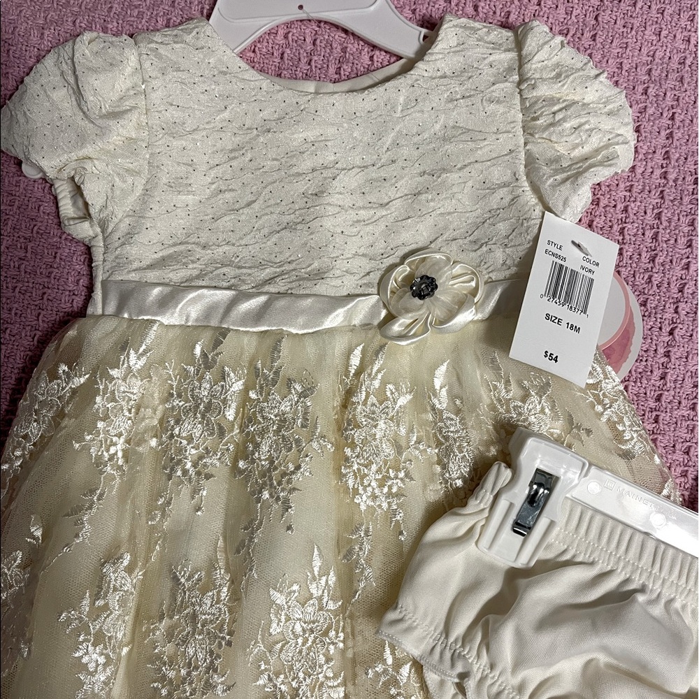 Toddler Girls dress, Nannette, size 18 mos., cream color